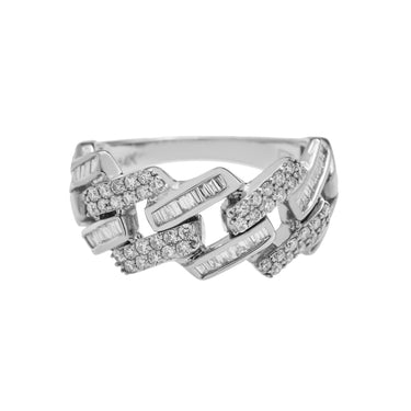 14k Gold Mens Assorted Baguette Cuban Link Ring .87 Ctw